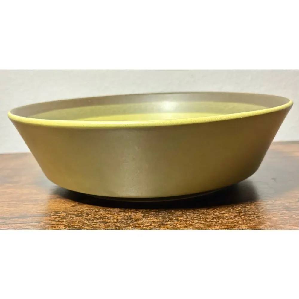 Vintage Arrow Stone Apache Green Kasuga Japan 9.5” Serving Bowl MCM 691